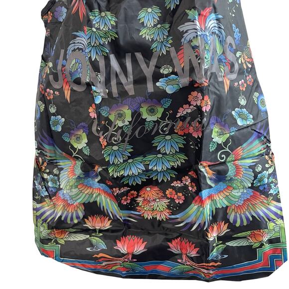 Johnny Was Packable Reuseable Shopping Tote Black Floral Women's Double Handles - Picture 4 of 8